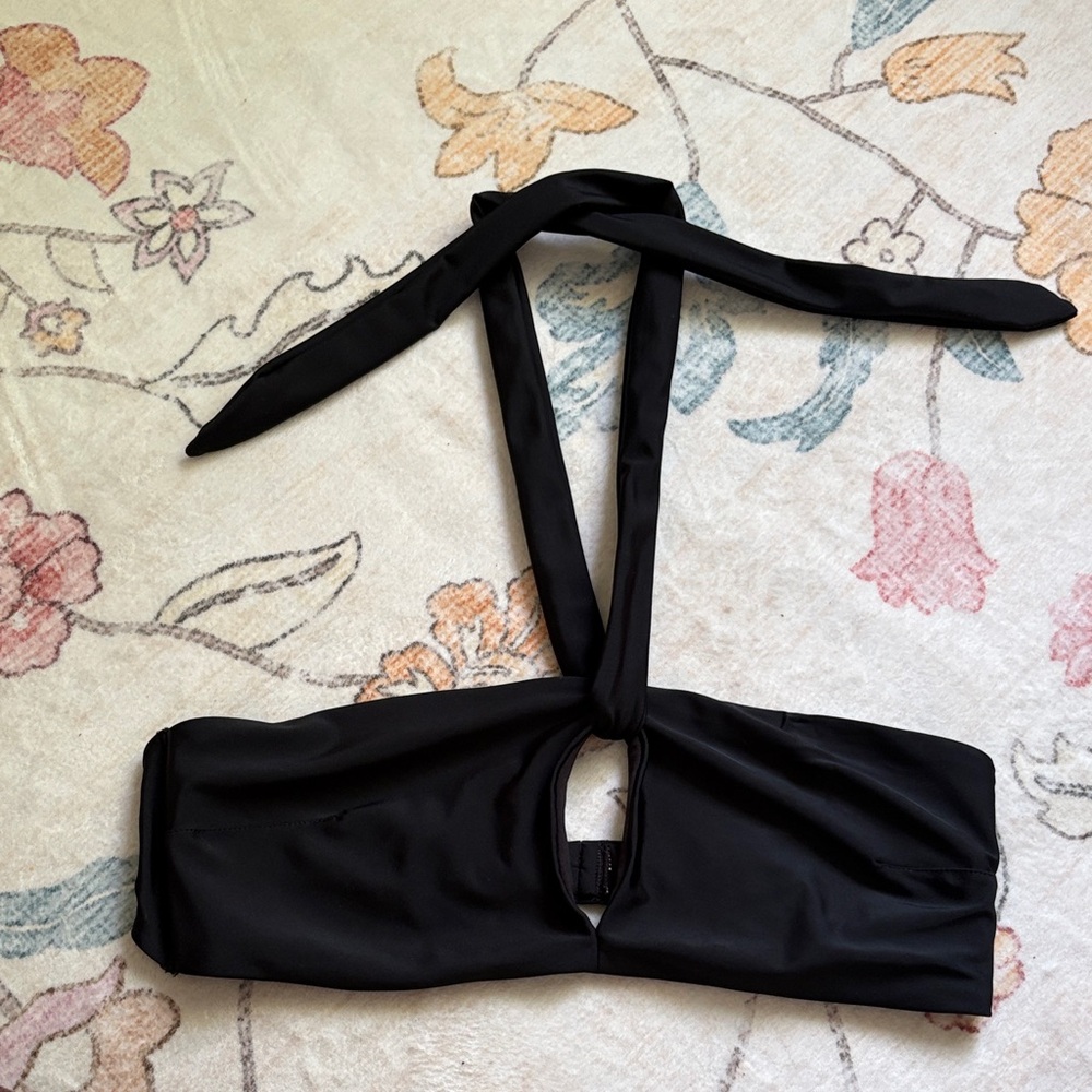 aerie Black Bandeau Tie-Back Bikini Top